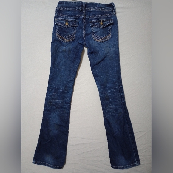 Decree Bootcut Jeans Women's 0 Blue Low Rise Medium Wash Cotton Distressed - Picture 9 of 12